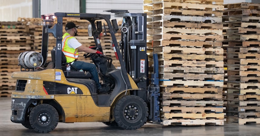 Forklift with pallets